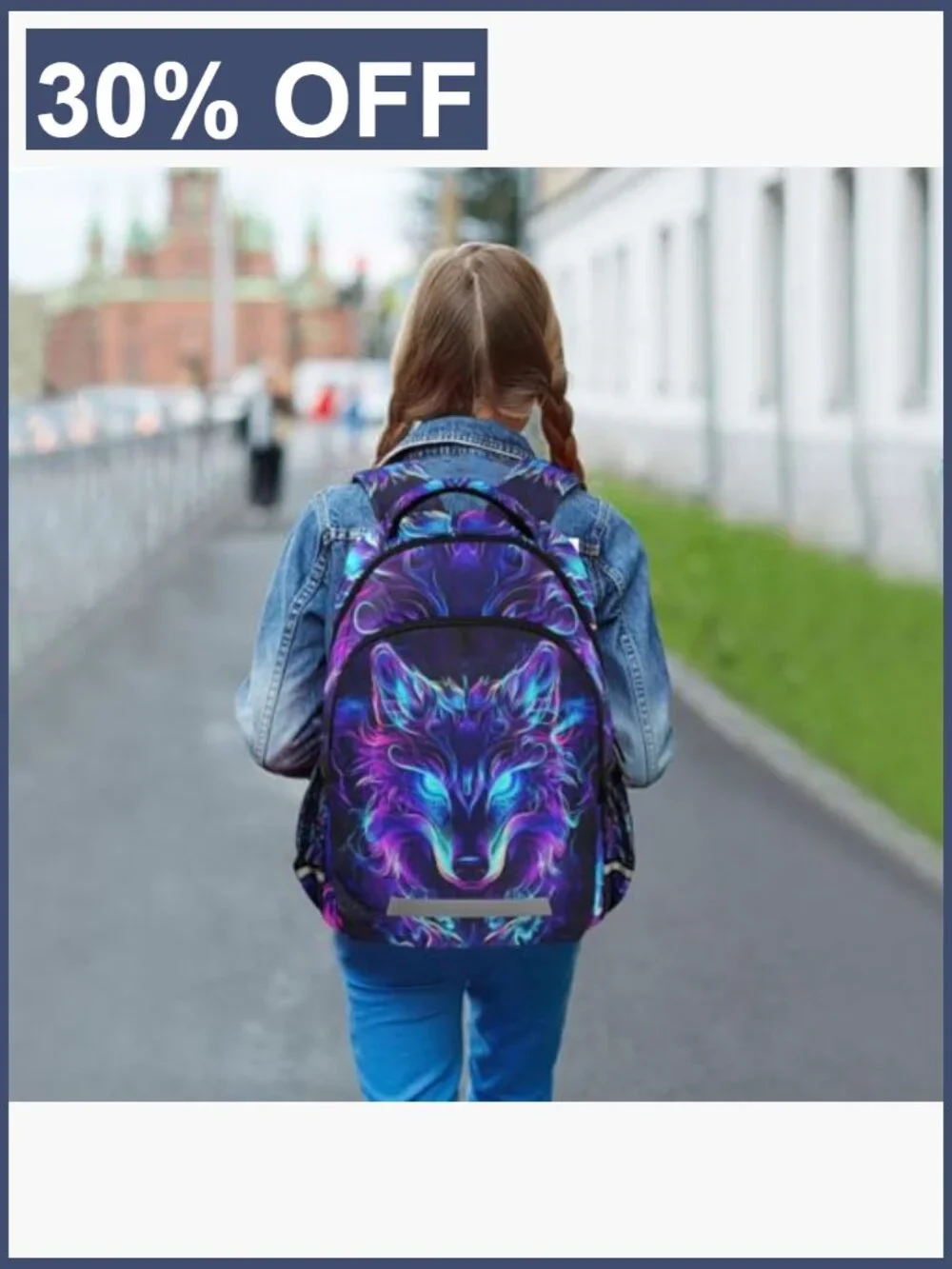 Wolf Backpack for Kids School Bag Boys Girls Travel Rucksack Bookbag Polyester